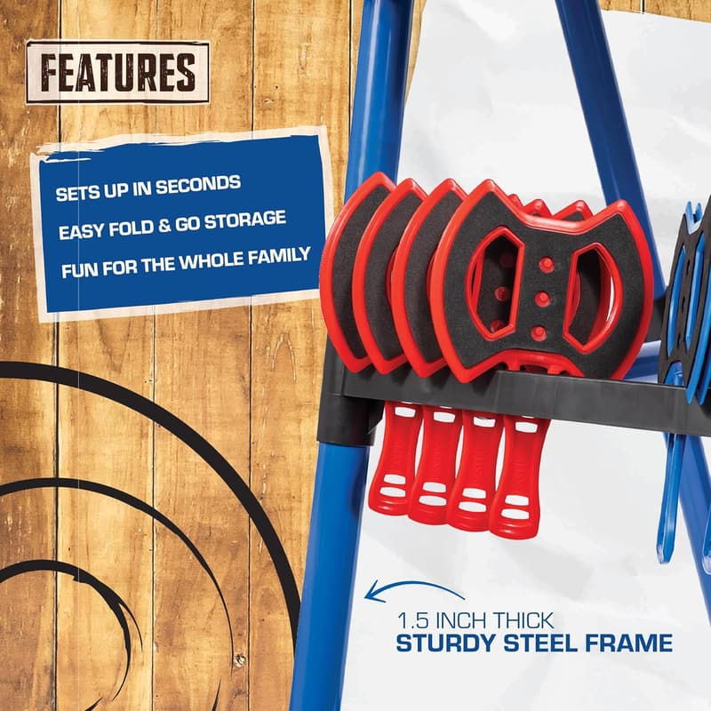 Axe Throwing Game Set - Deluxe Steel Frame for Indoor/Outdoor Use