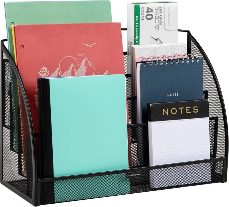 Desktop Organizer - 4-Tier Metal Mesh Mail Sorter, Black