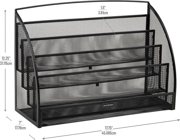 Desktop Organizer - 4-Tier Metal Mesh Mail Sorter, Black