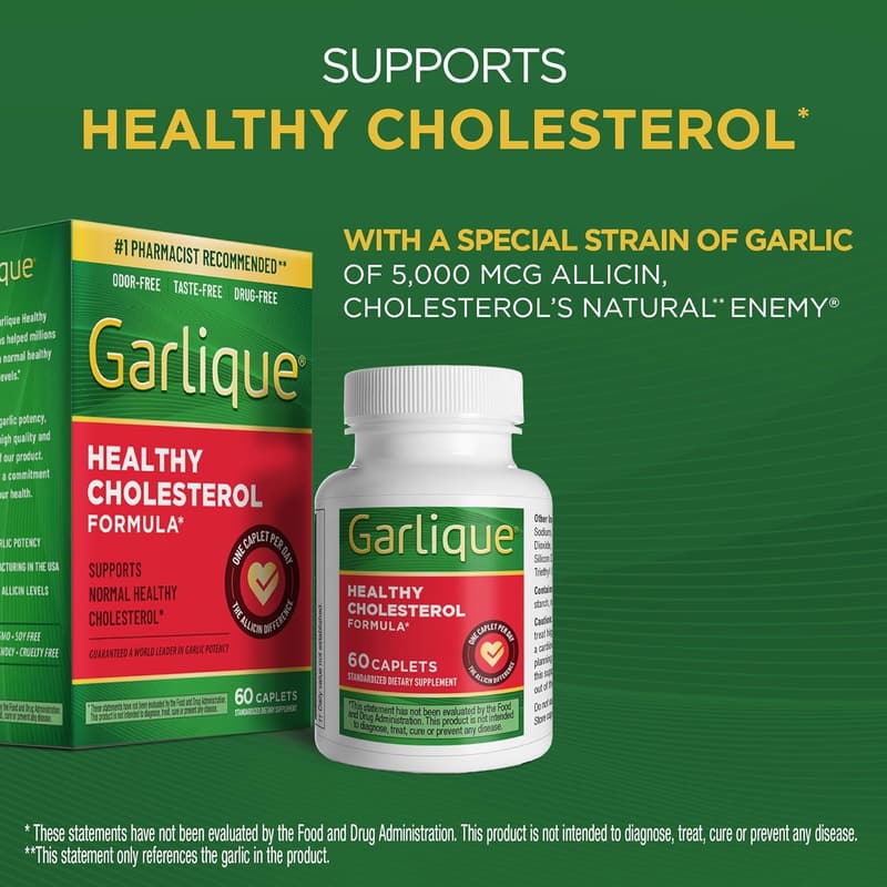 Garlique Odorless Garlic Extract Supplement, 1800 mcg, 60 Caplets