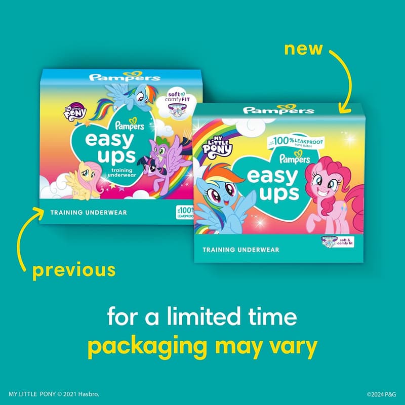 My Little Pony Easy Ups Training Pants - Size 3T-4T, 124 Count