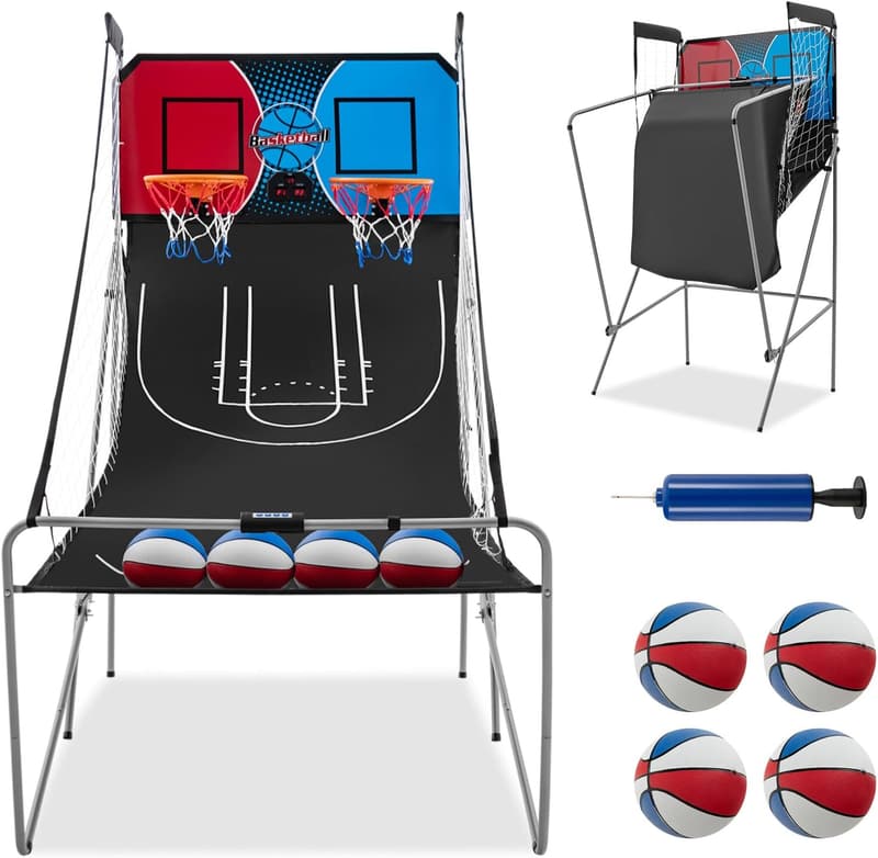 Indoor Foldable Arcade Basketball Game with 8 Modes & Sounds