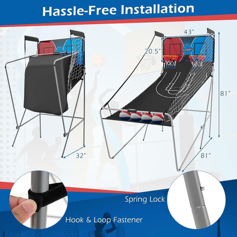 Indoor Foldable Arcade Basketball Game with 8 Modes & Sounds