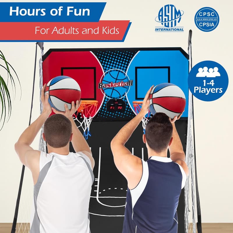 Indoor Foldable Arcade Basketball Game with 8 Modes & Sounds