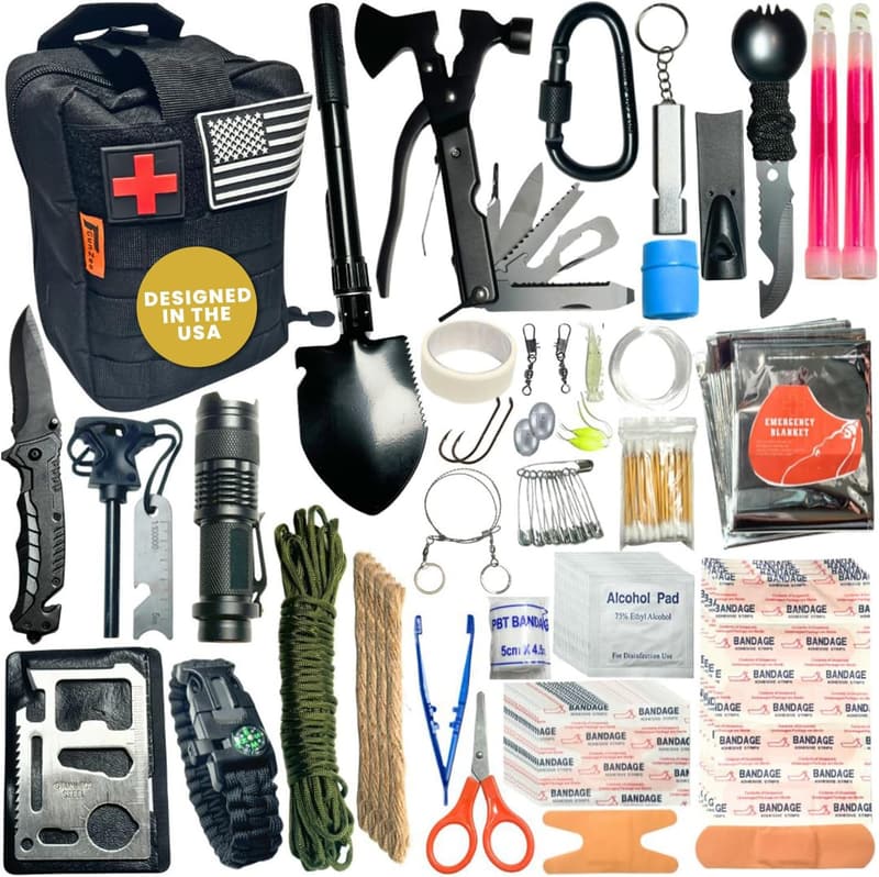 175-Piece Survival Kit for Outdoor Adventures and Emergencies