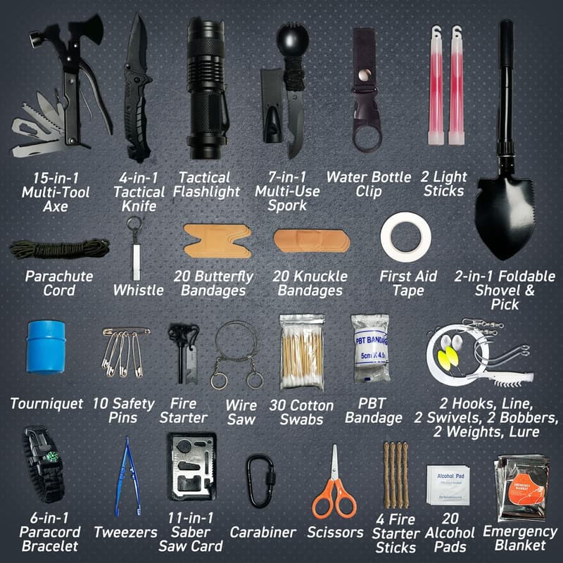 175-Piece Survival Kit for Outdoor Adventures and Emergencies