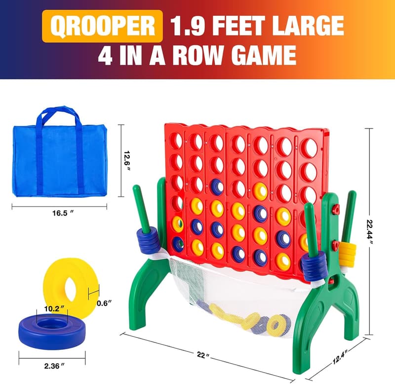 Giant 4-in-a-Row Connect Game Set for Outdoor Family Fun