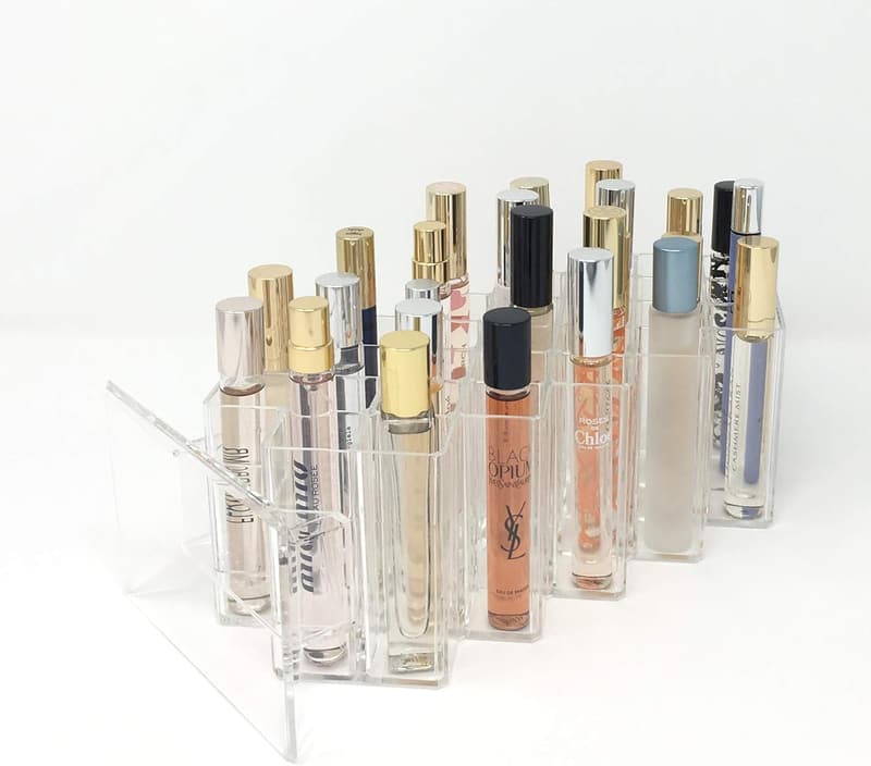 Acrylic Rollerball Perfume Organizer with 28 Slots - Clear