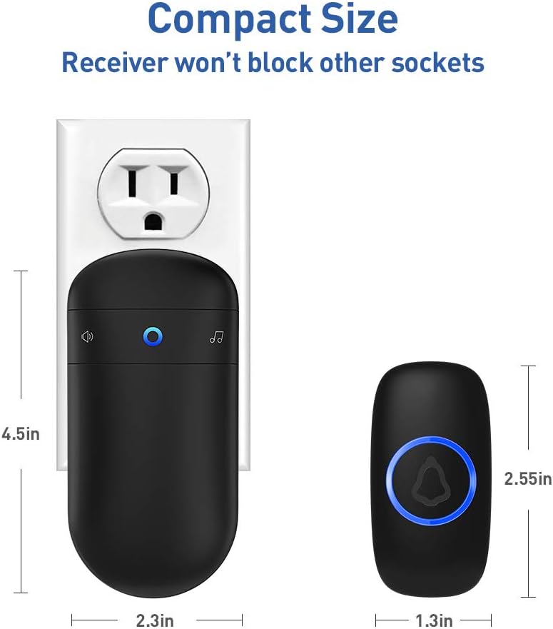 Wireless Waterproof Doorbell with 52 Chimes & Flash Light