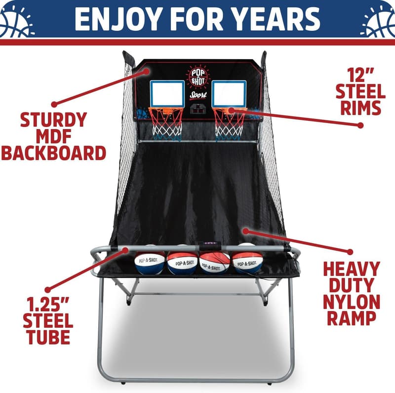Dual Shot Sport Arcade Basketball Game | 10 Game Modes, Foldable