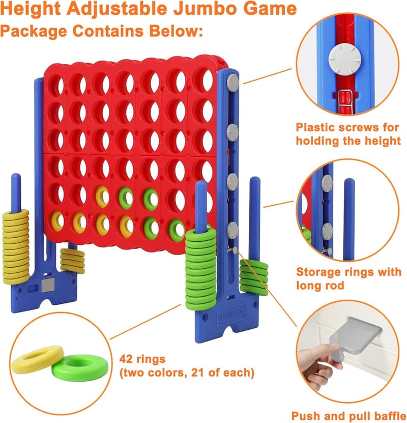 Giant 4 Connect Game for Outdoor Fun - Adjustable Height