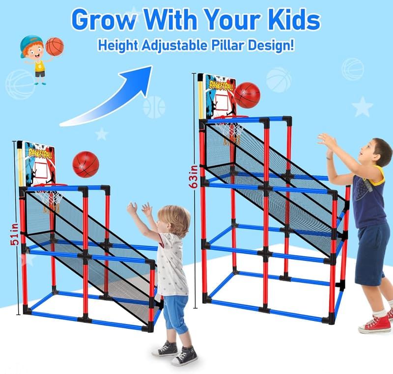 Indoor/Outdoor Arcade Basketball Game Set for Kids Ages 3-12