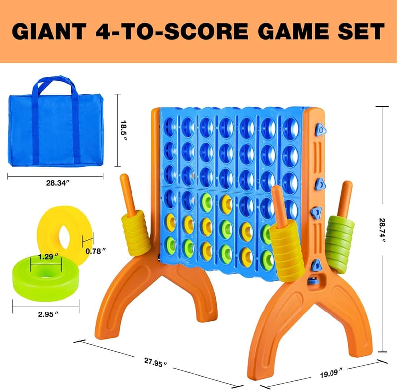 Giant 4-in-A-Row Game Set for Indoor & Outdoor Family Fun