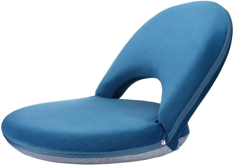 Adjustable Floor Chair with Back Support - Navy Suede-Like Fabric