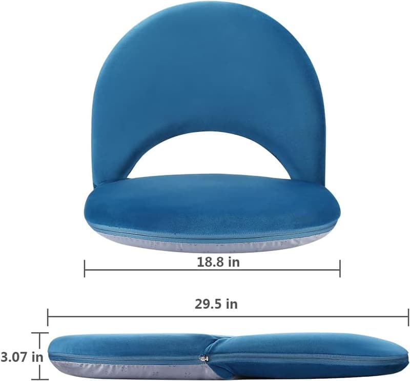 Adjustable Floor Chair with Back Support - Navy Suede-Like Fabric