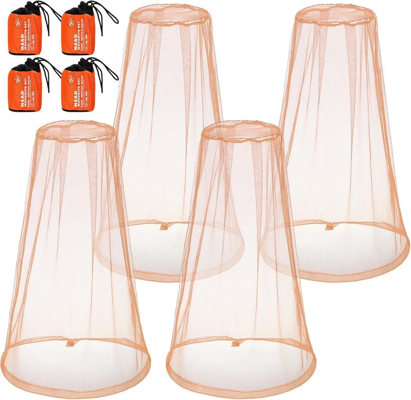 Mosquito Head Net for Outdoor Hiking and Camping - 4 Pack