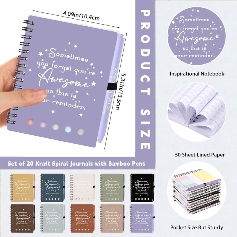 Employee Appreciation Gift Set: Inspirational Notebook & Bamboo Pen