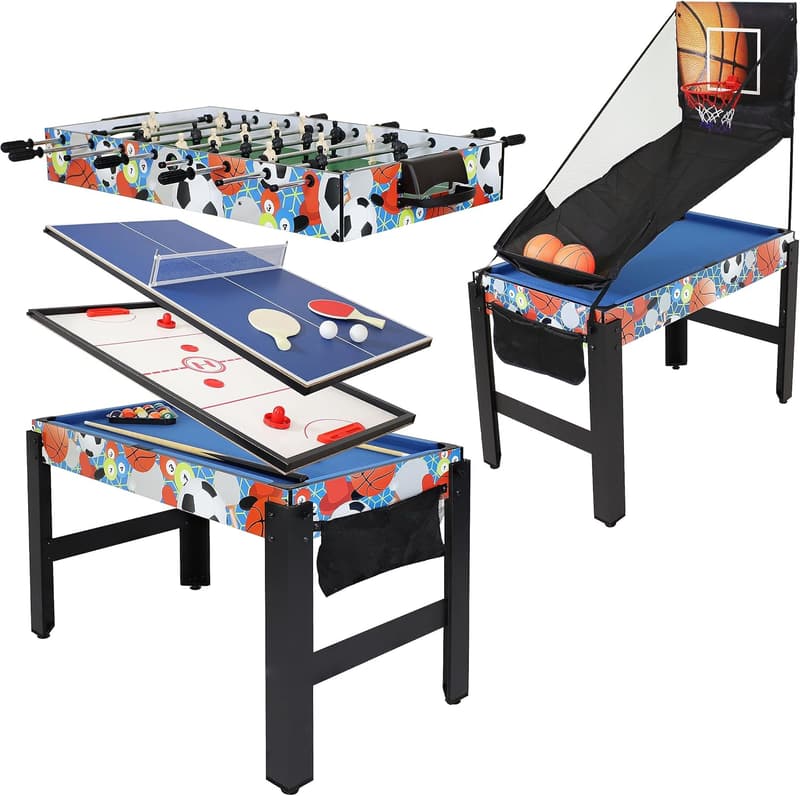 5-in-1 Game Table for Kids: Billiards, Foosball, Ping Pong