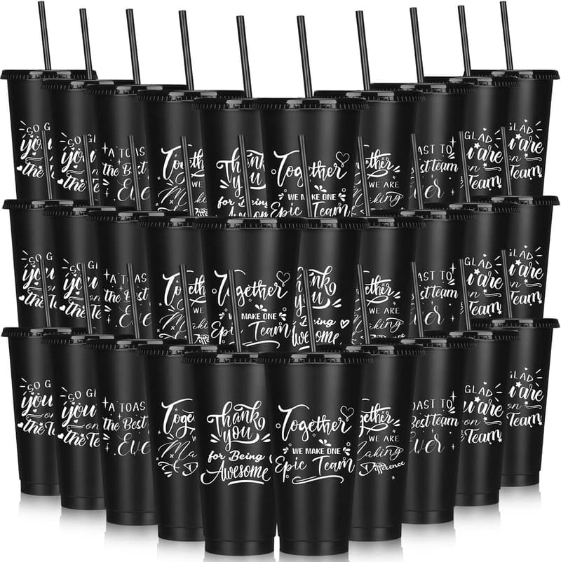 Employee Appreciation 24oz Inspirational Plastic Tumblers - 30 Pcs