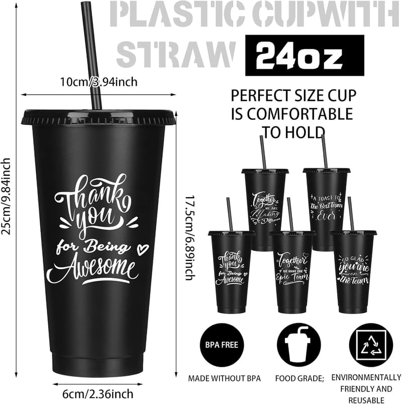 Employee Appreciation 24oz Inspirational Plastic Tumblers - 30 Pcs