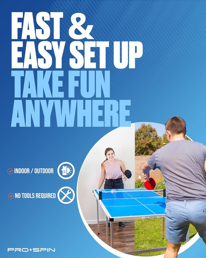 Compact Portable Ping Pong Table Set - Indoor/Outdoor Use