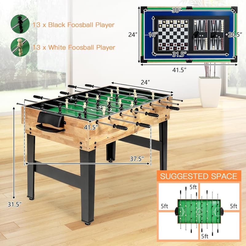 10-in-1 Combo Game Table for Family Game Rooms
