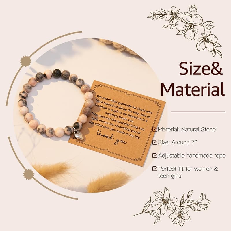 Teacher Appreciation Natural Stone Bracelet for Women