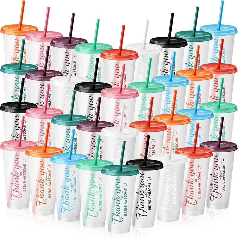 Employee Appreciation Tumbler Set - 36 Pcs, 24 oz Plastic Cups