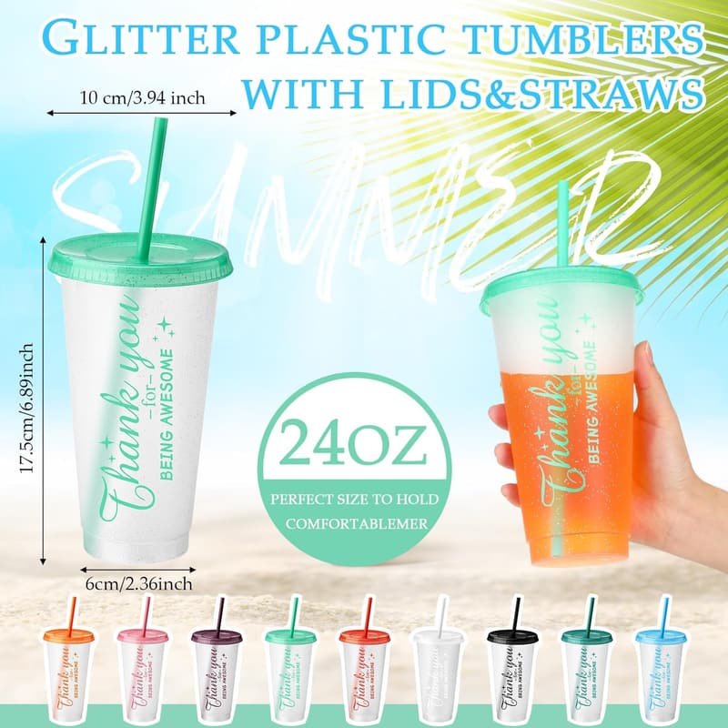 Employee Appreciation Tumbler Set - 36 Pcs, 24 oz Plastic Cups