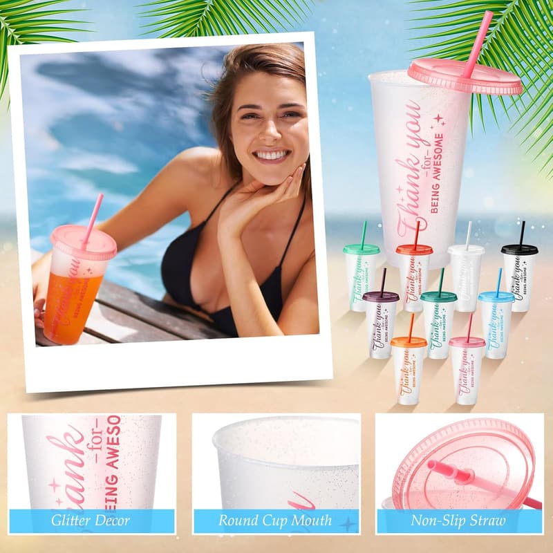 Employee Appreciation Tumbler Set - 36 Pcs, 24 oz Plastic Cups