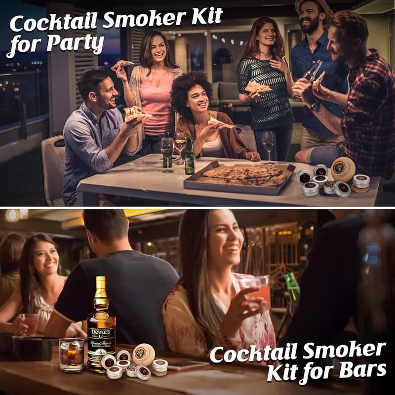 Cocktail Smoker Kit with 6 Wood Chips - Ideal Gift for Whiskey Lovers