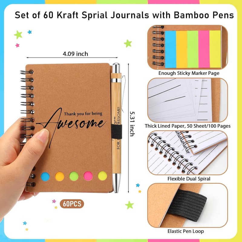 End of Year Teacher Appreciation Notebook Set with Pen & Sticky Notes