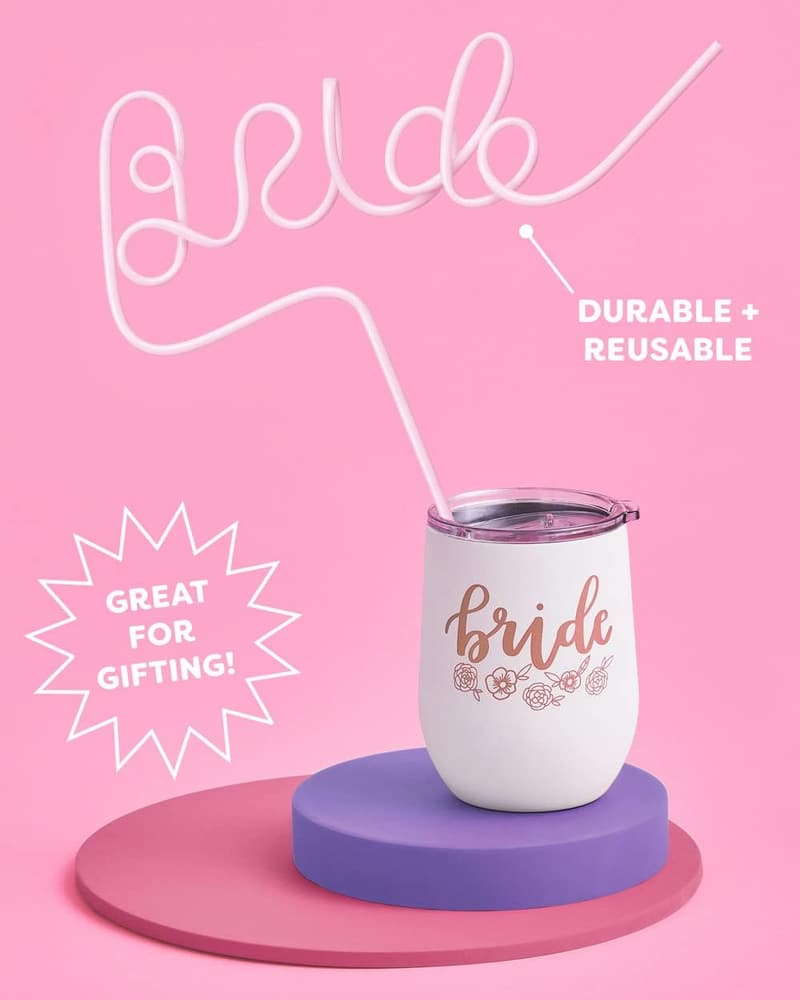 Bachelorette Party XL White Bride Straw Decorations