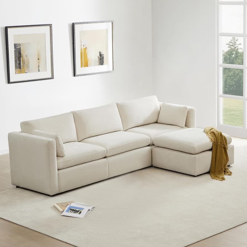 Oversized L-Shaped Sectional Sofa with Storage Ottoman