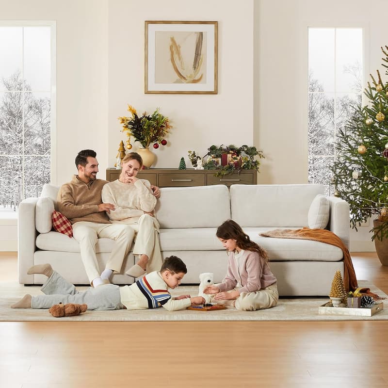 Oversized L-Shaped Sectional Sofa with Storage Ottoman