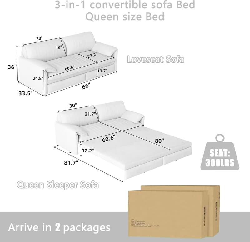 Modern 3-in-1 Velvet Futon Sofa Bed for Small Spaces, Grey