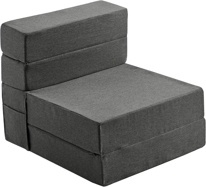 Convertible Lazy Sofa Bed with Memory Foam - Dark Grey