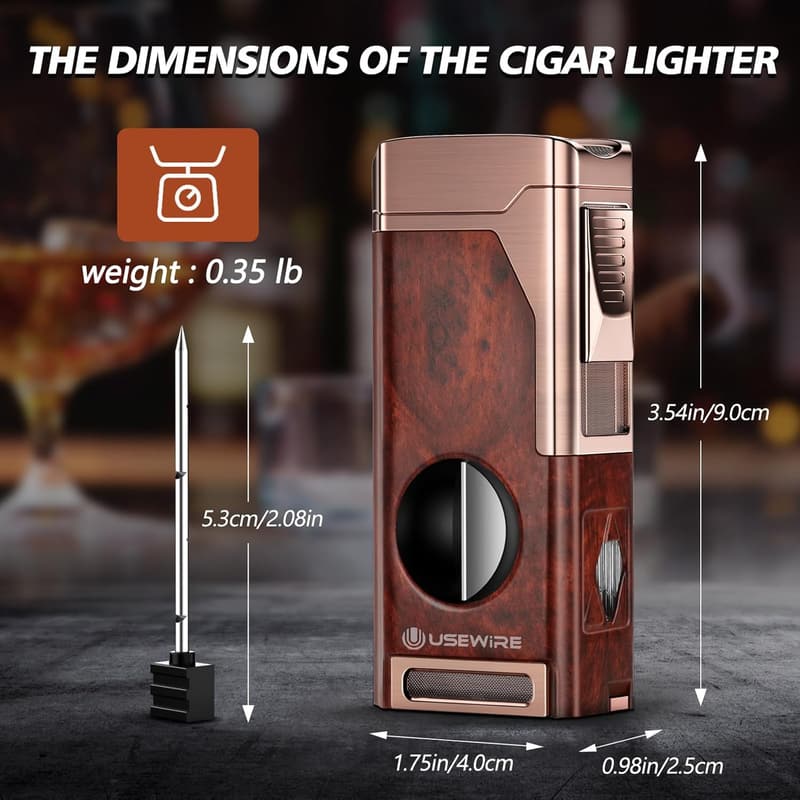 Multi-Purpose Cigar Lighter with Cutter and Holder
