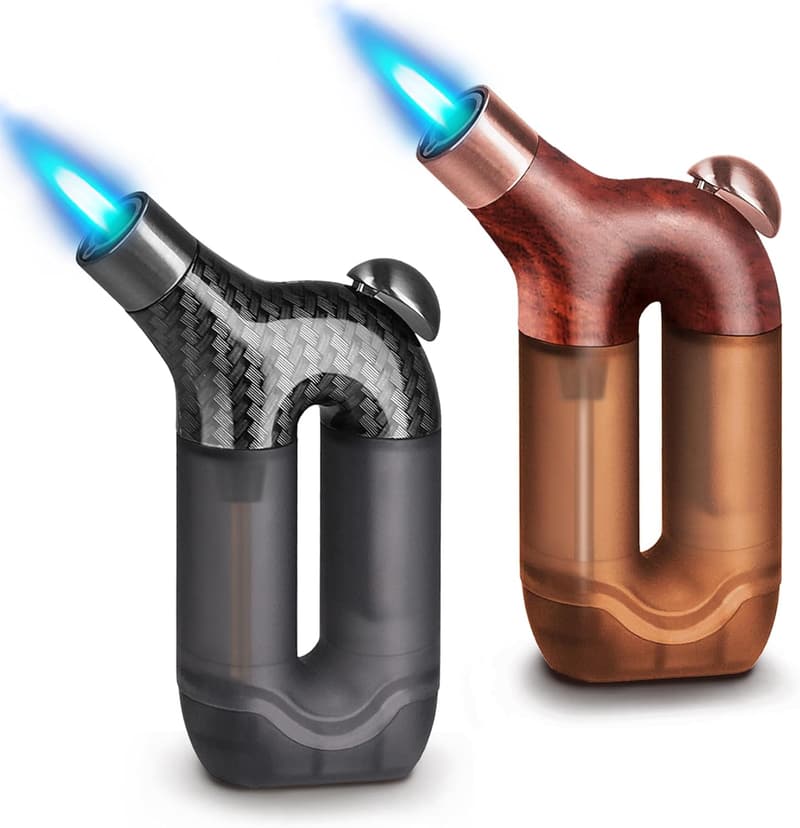 Adjustable Refillable Torch Lighter - 2 Pack, Windproof for BBQ/Camping