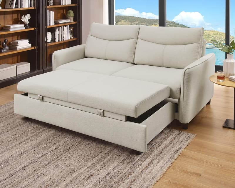 Beige 75-Inch Sleeper Sofa Bed for Small Spaces
