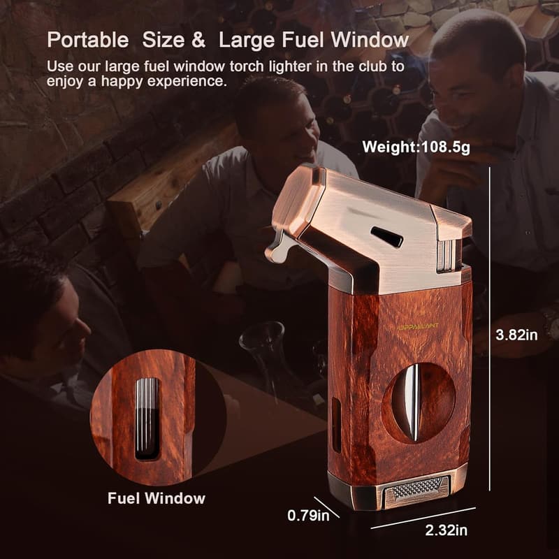 Jet Flame Torch Lighter with V Cutter – Windproof & Refillable for Men