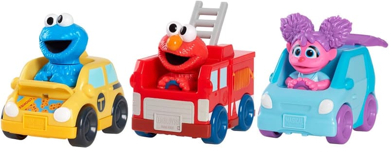 Sesame Street Twist and Pop Wheelies - 3-Pack Toy Vehicles for Kids