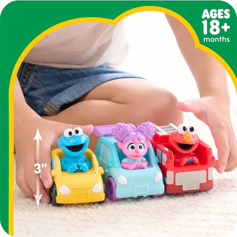 Sesame Street Twist and Pop Wheelies - 3-Pack Toy Vehicles for Kids