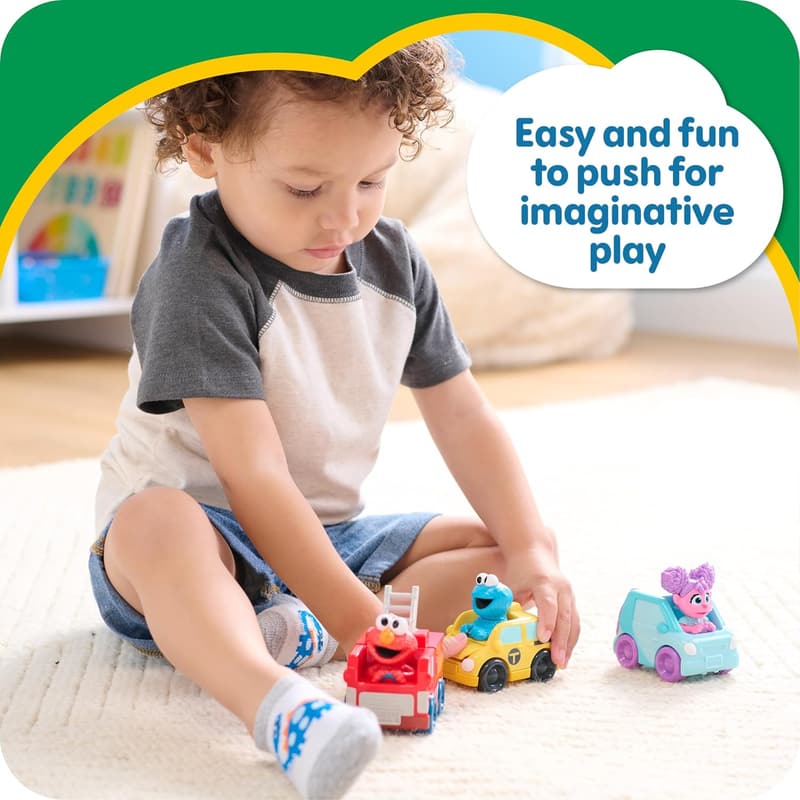 Sesame Street Twist and Pop Wheelies - 3-Pack Toy Vehicles for Kids