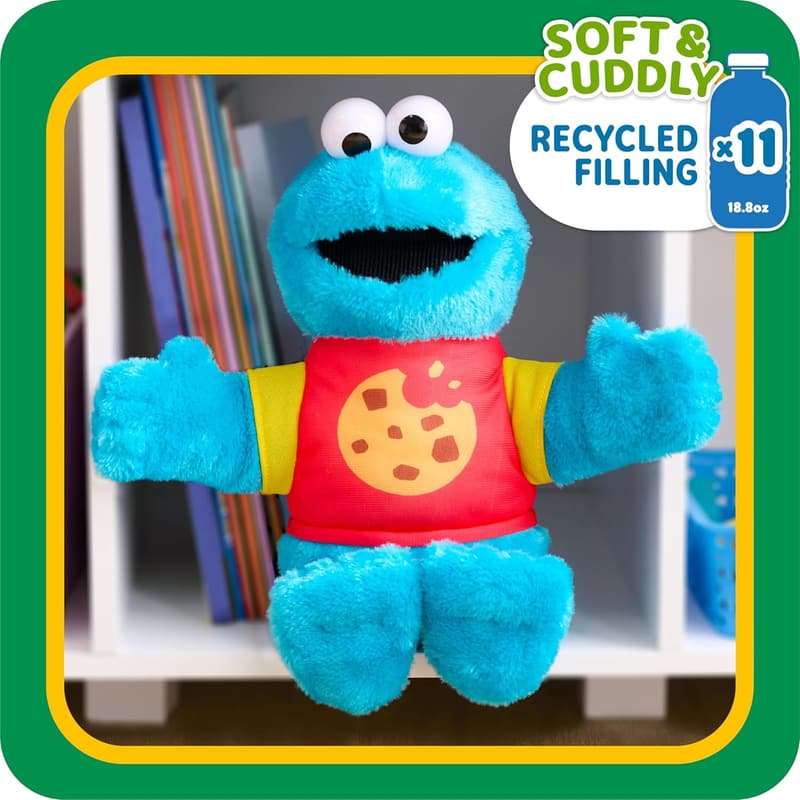Cookie Monster 13-Inch Plush Toy - Eco-Friendly for Kids