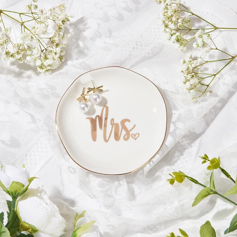 Bride Ring Dish - Engagement/Wedding Jewelry Tray for Couples