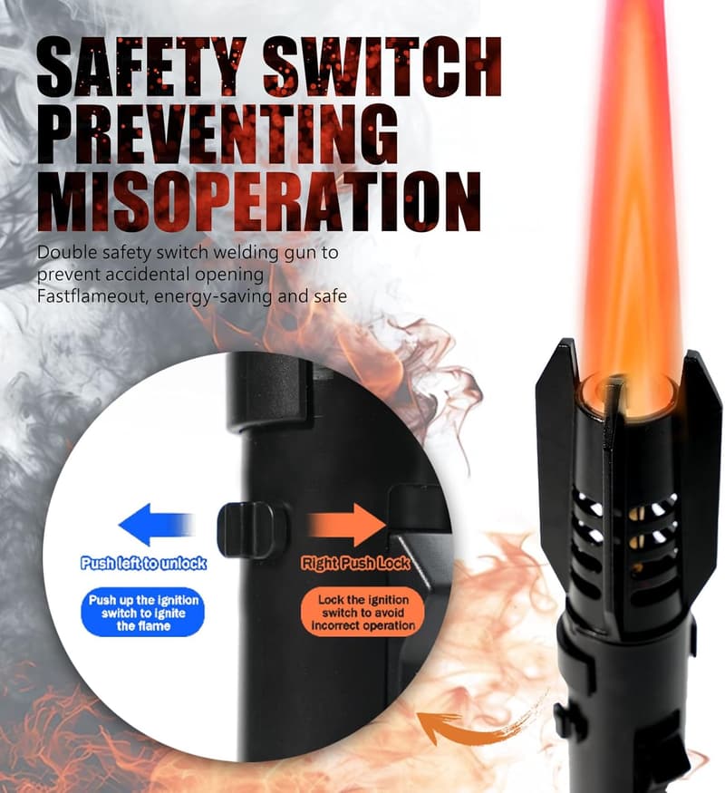 Windproof Butane Torch Lighter for Camping & BBQ (Blue)