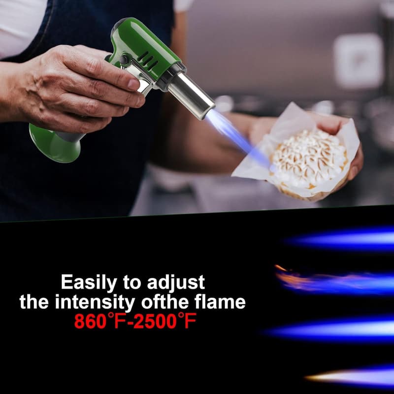 Adjustable Butane Torch with Fuel Gauge & Safety Lock