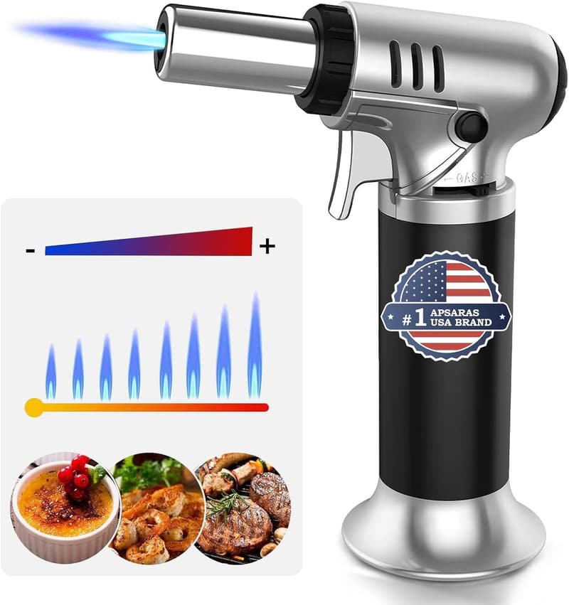 Butane Kitchen Torch with Fuel Gauge & Lock - Ideal for Cooking