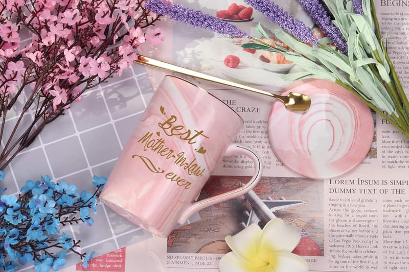 Best Mother-in-Law Birthday Mug Set with Gift Box & Spoon